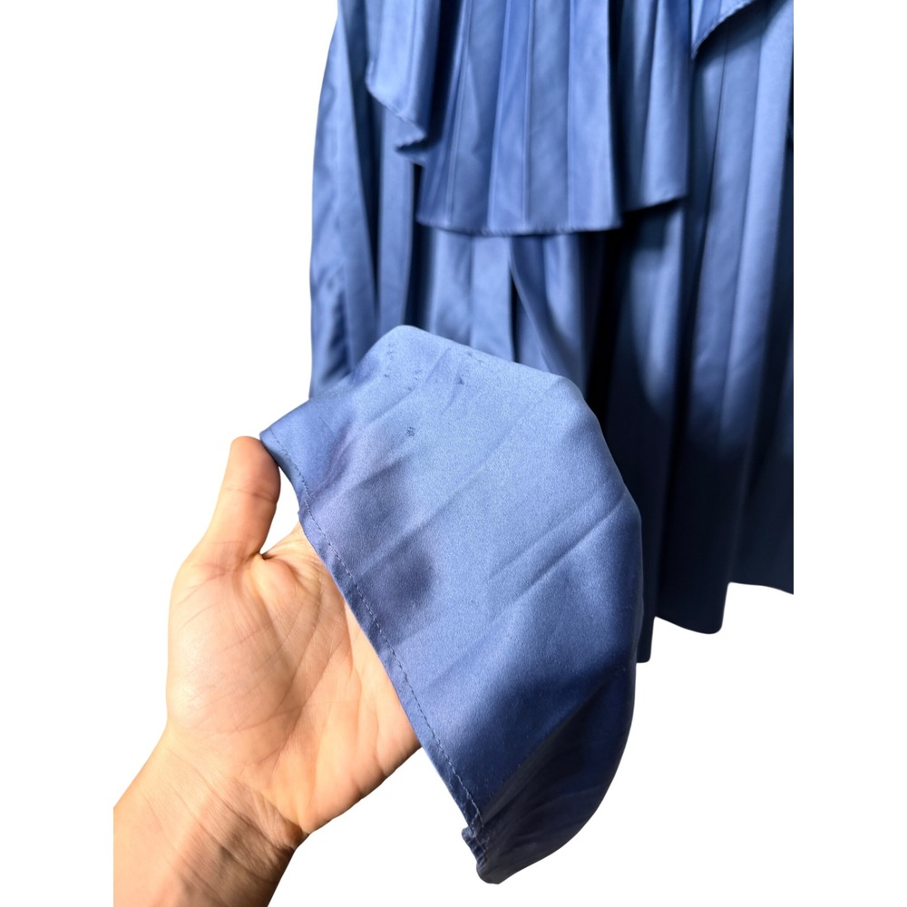 Amur Janey Gown Blue Strapless Pleated Ruffle High-Low Maxi Dress 0 - Picture 10 of 12